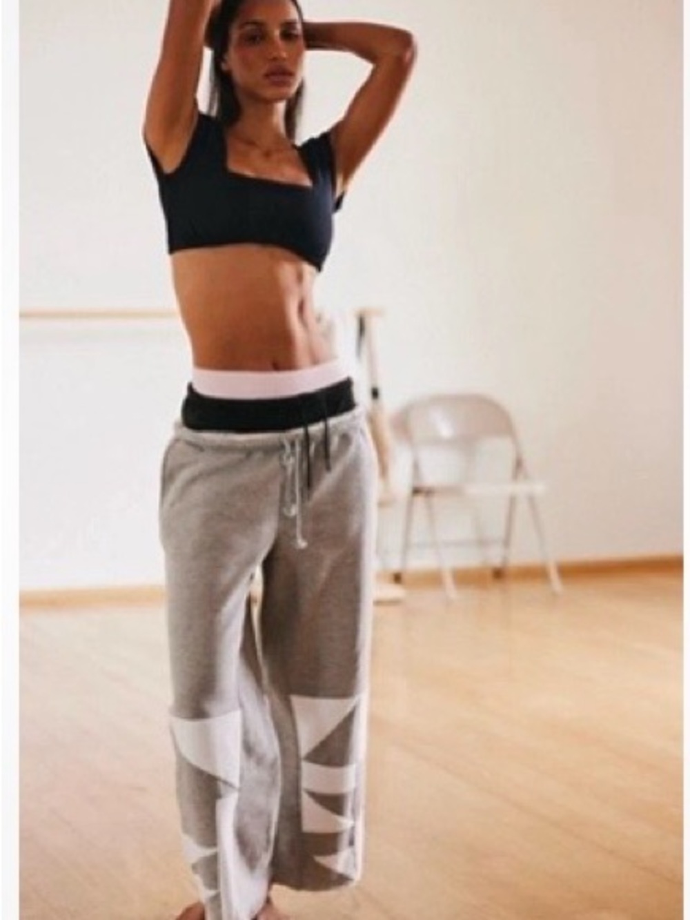 Free People Movement stand out geometric shape Gray Wide-Leg Lounge Pants